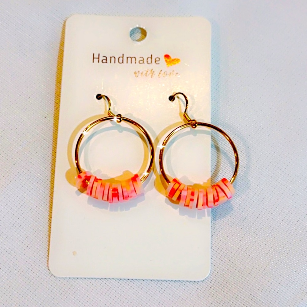 Round hoop earrings with orange